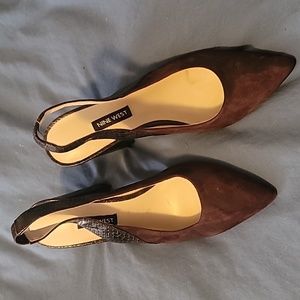 Nine West Arerick leather/suede Dark purple heels